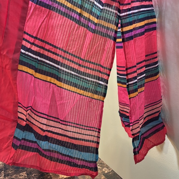 Anthropologie Conditions Apply Kimono Cover-Up Pink Bright Striped One Size - Picture 10 of 11